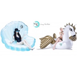 Beach Toy ® Coquillage Géant Gonflable avec perle + Licorne Géante Gonflable Pegasus
